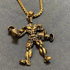 Men's Body Builder Pendant and Chain